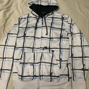 Volcom White and Black Plaid Hoodie